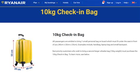 10kg cabin bag ryanair size.